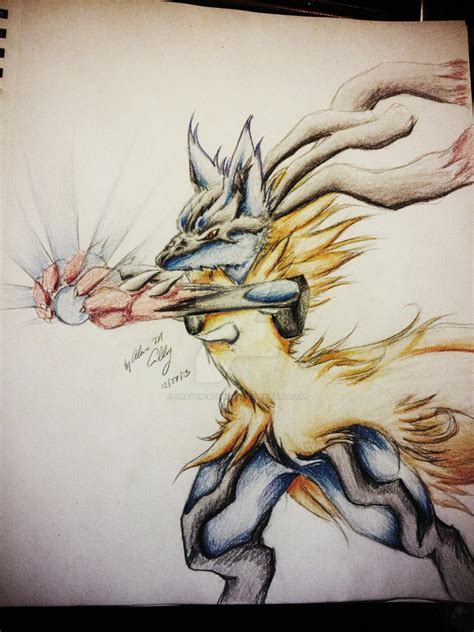 how to draw lucario using aura sphere